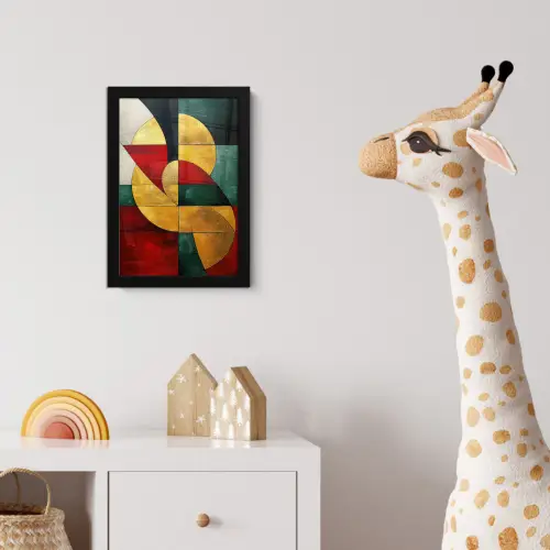 Abstract - Kerst - Goud - Rood - Groen fotolijst zwart zonder passe partout klein -usfeer4_kinderkamer