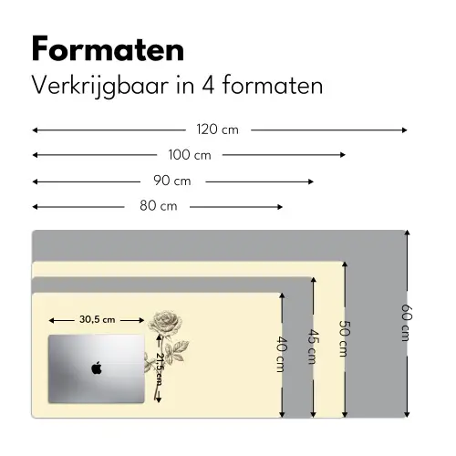 Illustratie - Zwart - Roos Muismat XXL klein -sfeer5