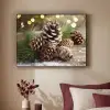 Dennenappels - Kerstsfeer - Bruin - Groen Textielframe zwart klein -sfeer1