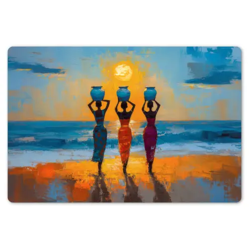 Vrouwen - Strand - Zondsondergang Placemat vinyl groot -zzsfeer1_Kitchenyeah-website