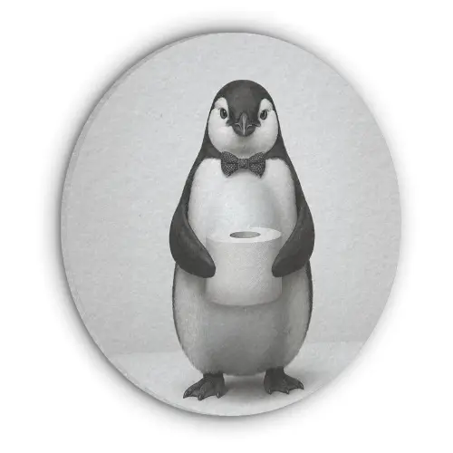 Pinguïn - WC rol - Wit Akoestische PET Vilt - Rond klein -3d