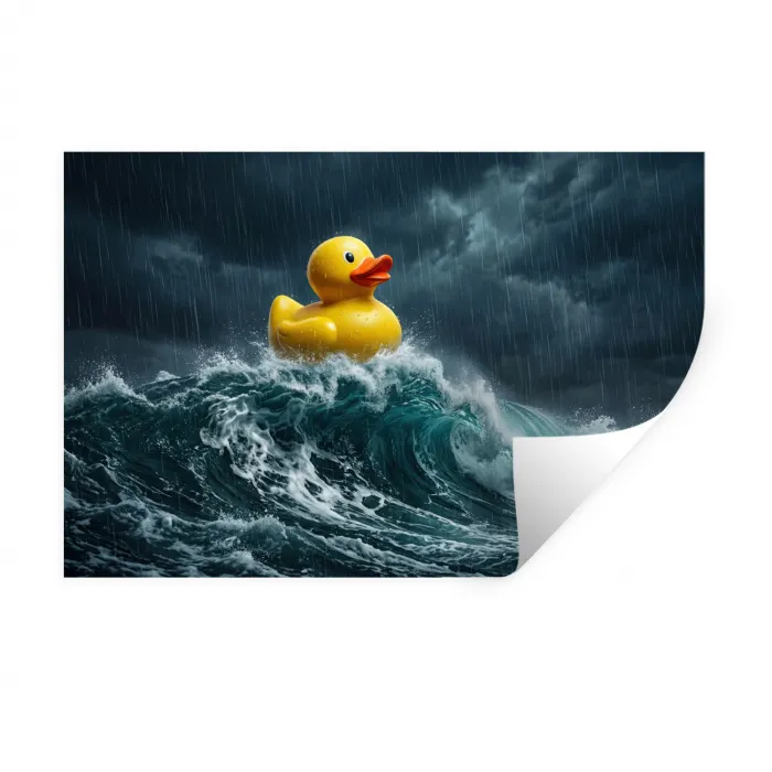 Storm - Badeend - Golven Muursticker klein -3d
