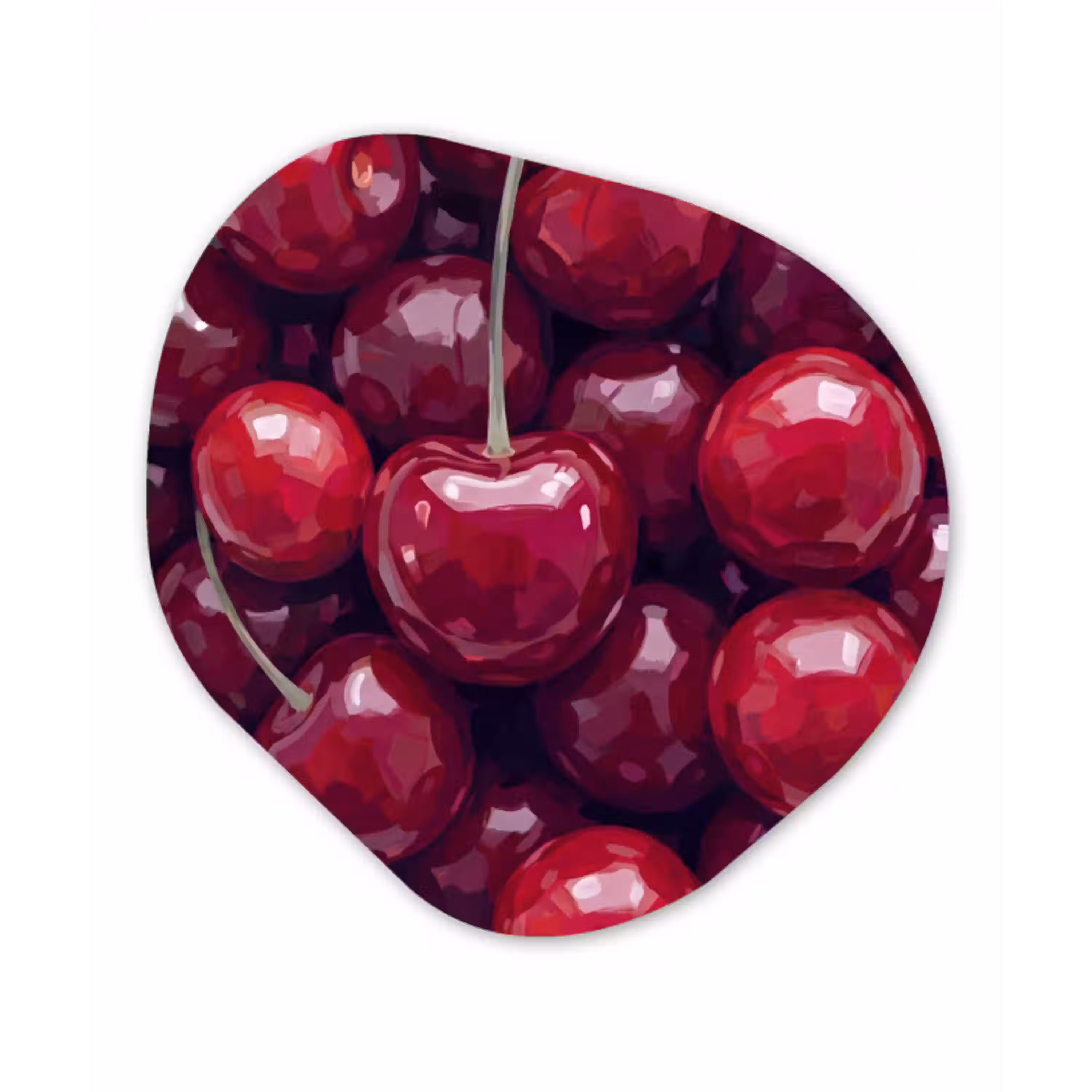 Fruit - Kersen - Eten - Modern - Rood Wandcirkel Organisch Aluminium middel -3d