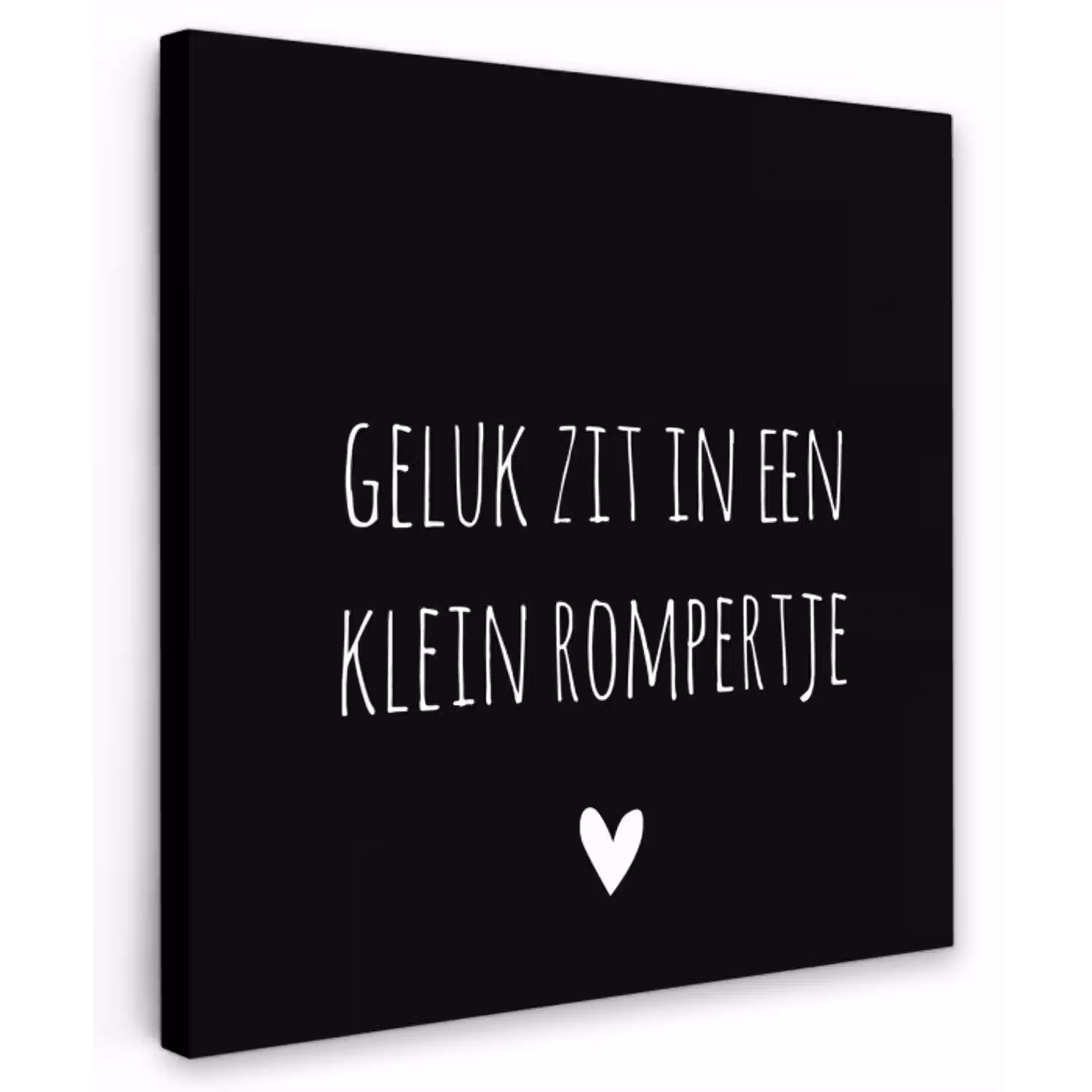 Spreuken - Quotes - Geluk zit in een klein rompertje Tuinposter op houten frame 2 cm dik klein -3d