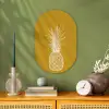 Lijnillustratie - Ananas - Bladkroon - Okergeel Wandcirkel Ovaal Forex klein -sfeer2
