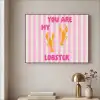 Lobster - Love - Valentijn Textielframe zwart klein -sfeer2