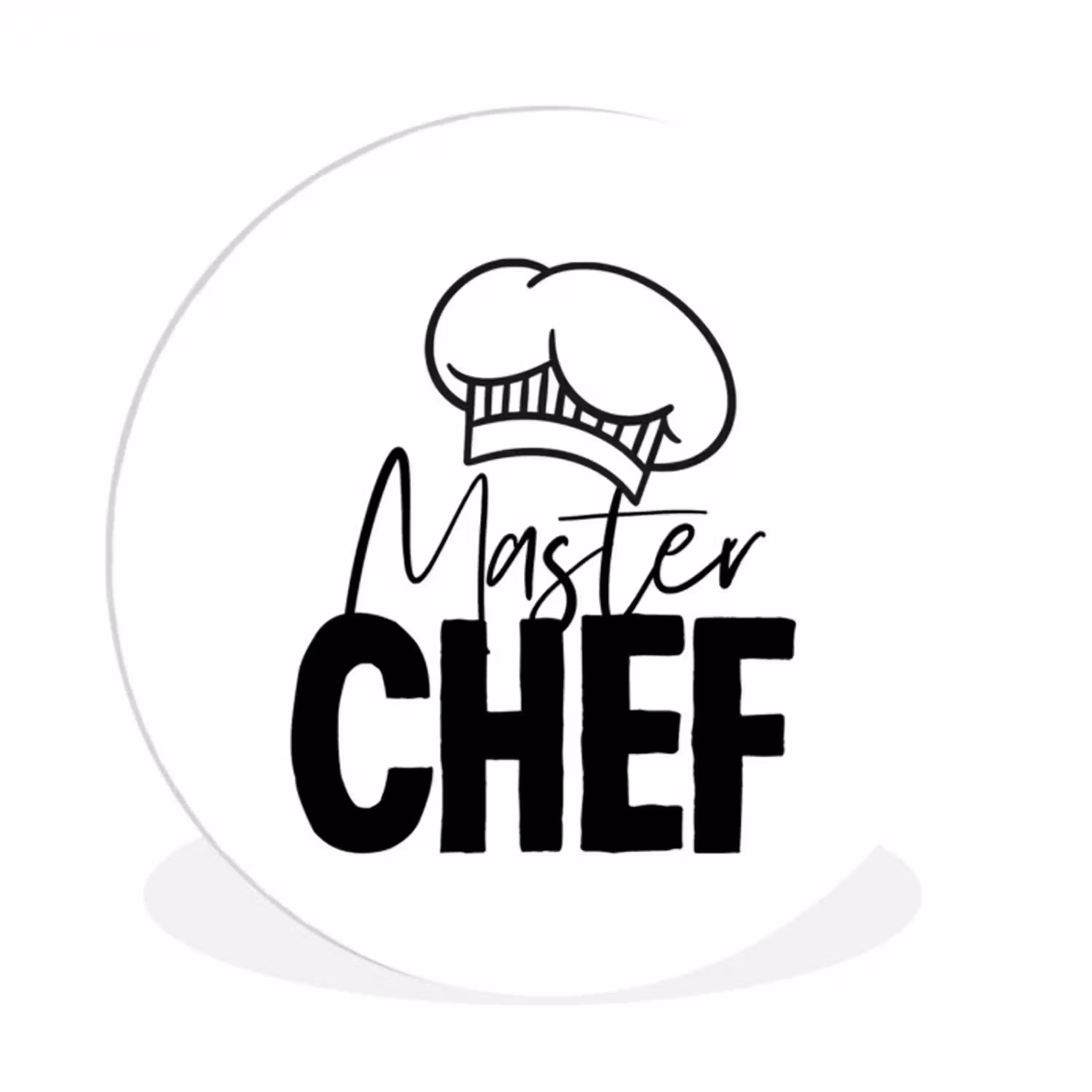 Keuken - Koken - Bakken - Chef - Master Chef - Kok - Tekst Wandcirkel kunststof plaat 5mm dik klein -3d