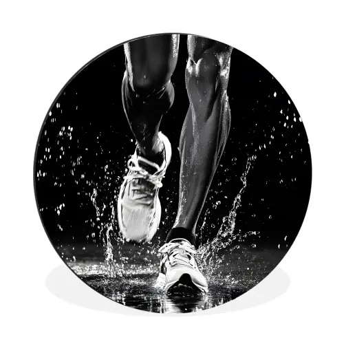 Hardloopschoenen - Rennen - Druppels - Zwart Wandcirkel aluminium klein -3d