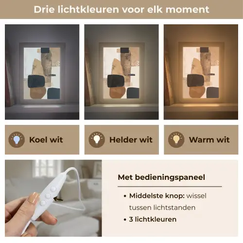 Vlakken - Abstract - Zwart - Strepen Light Box met kabel (Tafellamp) klein -USP_lichtkleurNL