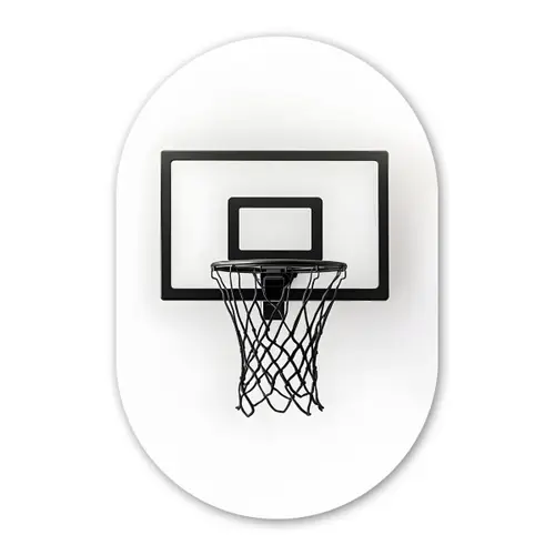 Basketbalbord - Minimalistisch - Zwart Wandcirkel Ovaal Forex klein -3d