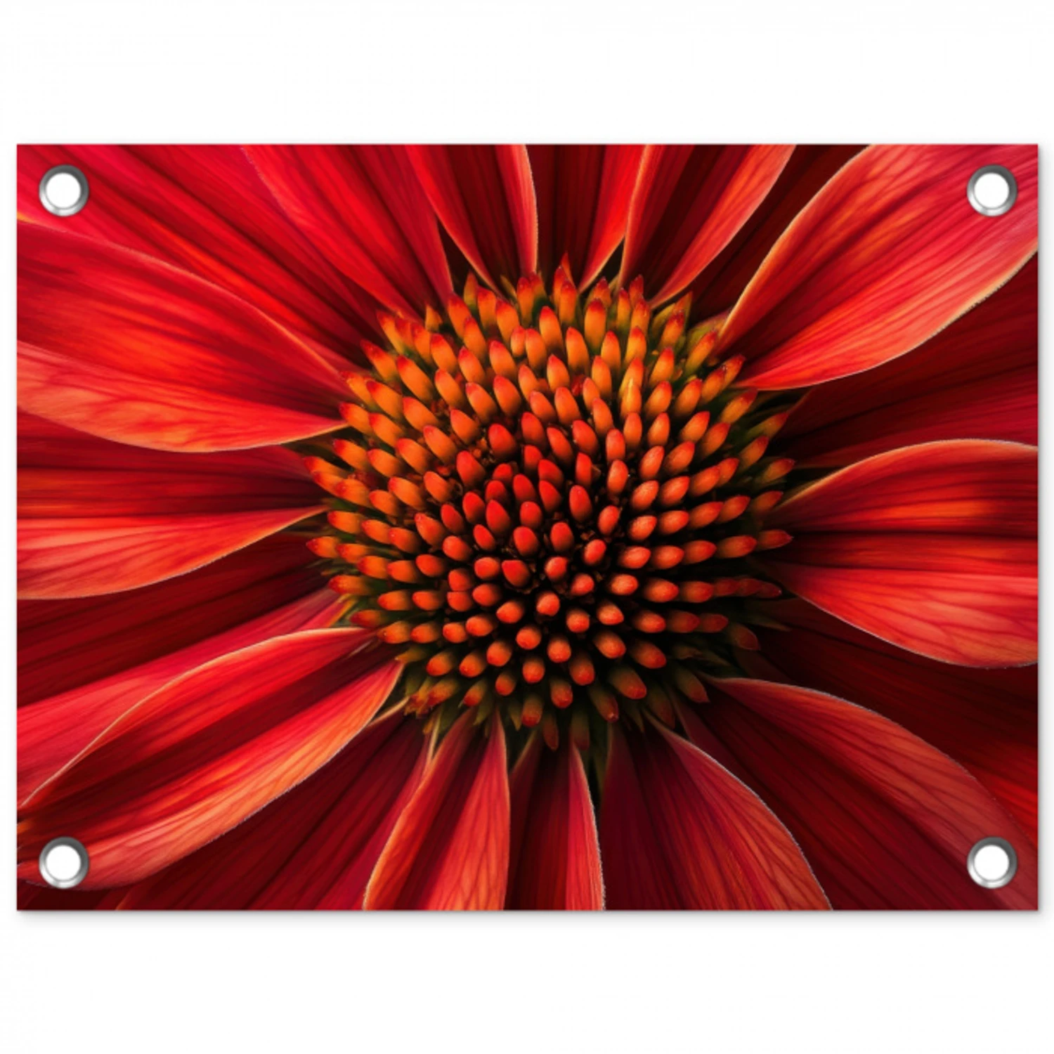 Close up - Bloem- Rood tuinposter los doek klein -3d