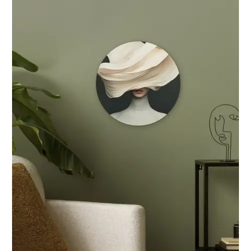 Vrouw - Beige - hoed Wandcirkel kunststof plaat 5mm dik klein -sfeer3