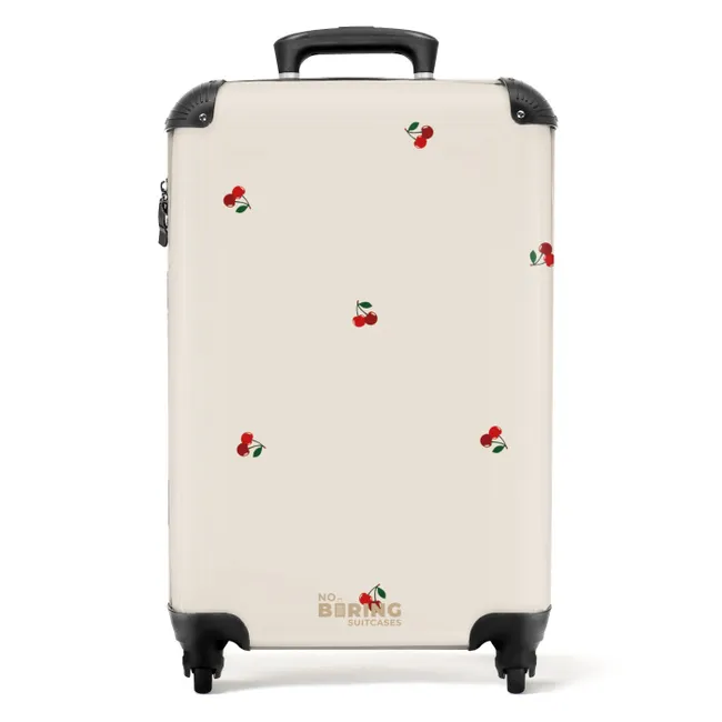 Koffer - Beige achtergrond met patroon van kleine kersen