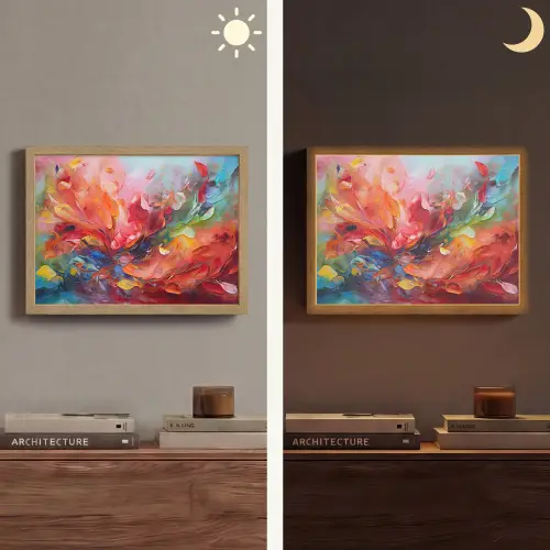 Olieverf - Kunst - Abstract - Kleurrijk Light Box met batterij (Wandlamp) middel -sfeer3