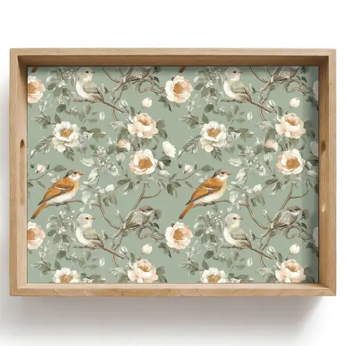 Roze - Vogels - Kleurrijk Dienblad Rechthoek middel 911 -z3d_shopping