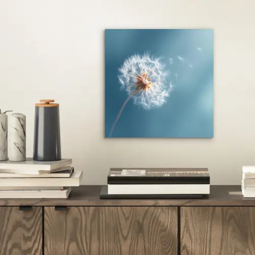 Paardenbloem - Wind - Blauw aluminium wit klein -sfeer1
