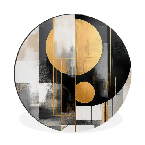 Abstract - Goud - Zilver - Vormen - Aesthetic - Modern Wandcirkel aluminium klein -3d