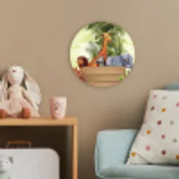 Jungle dieren - Natuur - Planken - Kinderen - Giraffe Wandcirkel kunststof plaat 5mm dik klein -tsfeer1_kind
