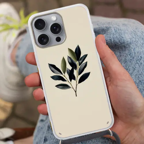 Ovaal - Olijfgroen - Simpel Hoesje iPhone 16 Pro Max met koord klein -sfeer3