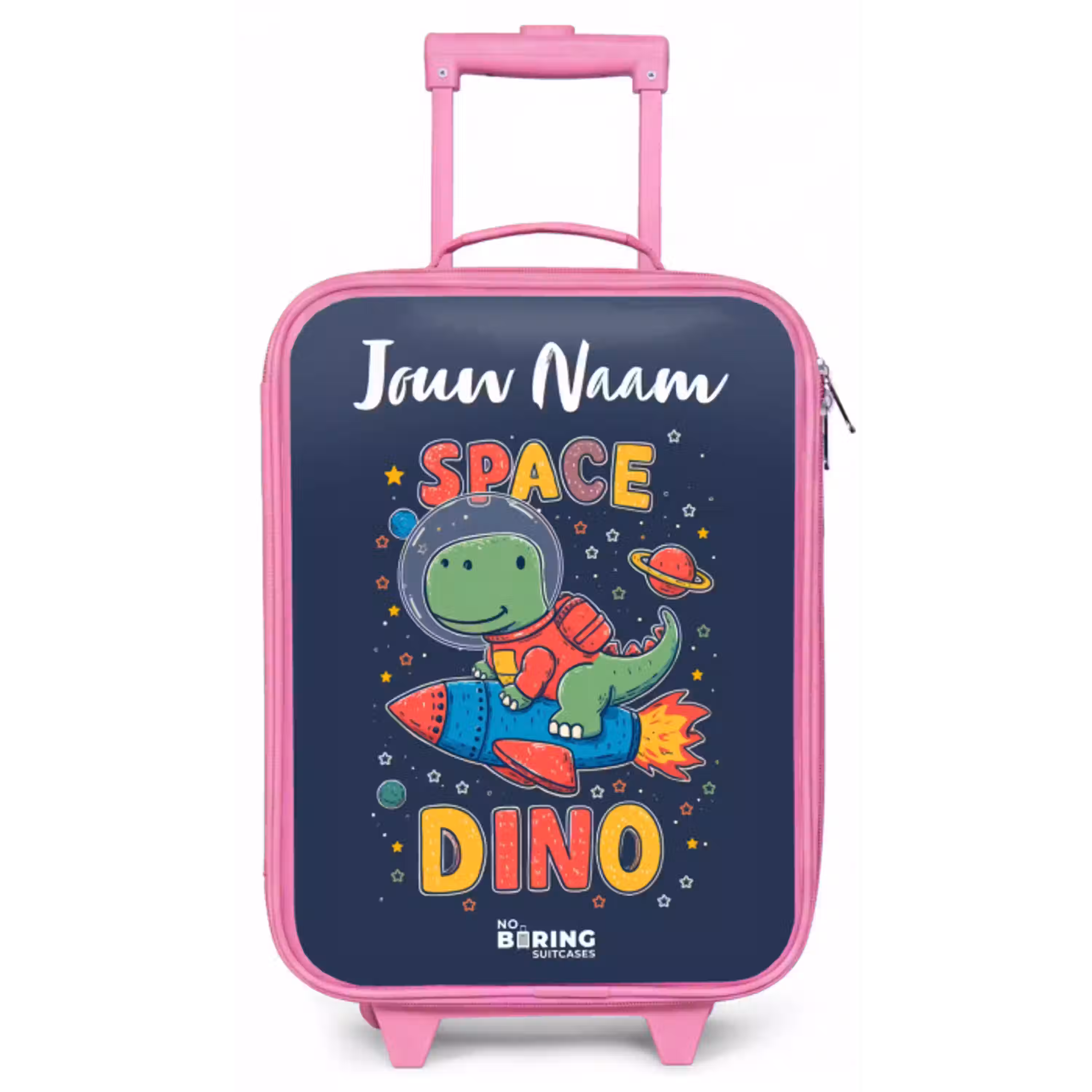 Dinosaurus - Groen - Raket - Sterrenhemel Kinderkoffer - Roze klein -zz3dotto