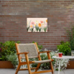 Pasteltinten - Bloemen - Illustratie Tuinposter op houten frame 2 cm dik klein -sfeer3