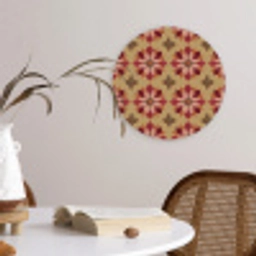 Bloemen - Retro - Groen Wandcirkel kunststof plaat 5mm dik klein 188 -sfeer4