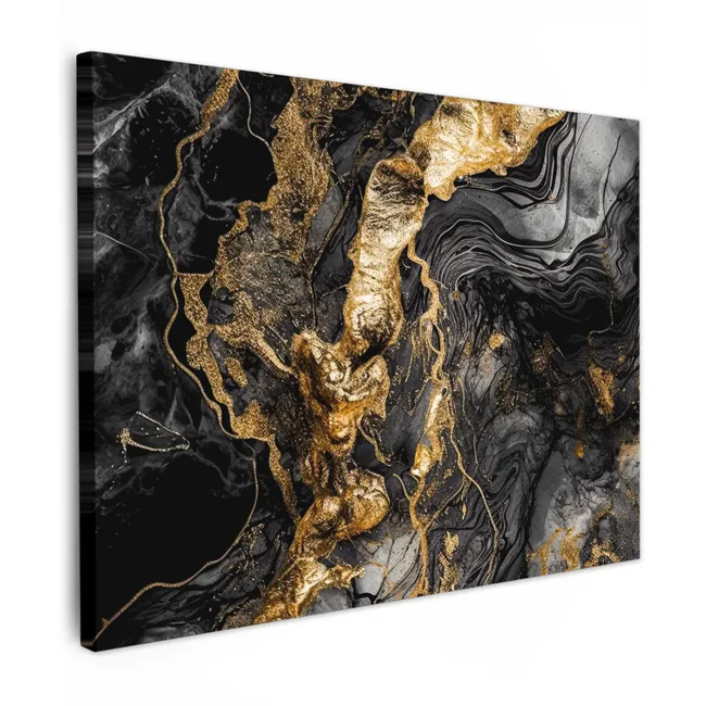 Canvas Print - Marble - Black - Gold - Abstract