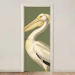 Pelikaan - Wit - Vogel - Klassiek - Natuur deurposter klein -3d_beige
