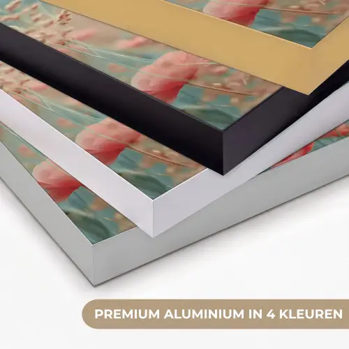 Bloemen - Natuur - Klaprozen - Bloemenveld Textielframe zwart klein -USP_kleurenNL