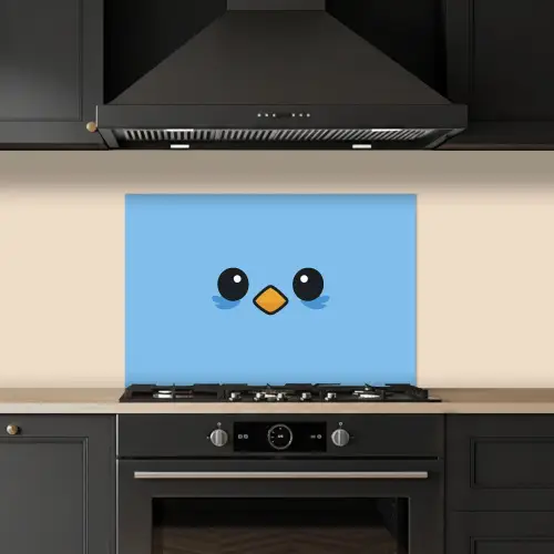 Vogel - Blauw - Eenvoudig keuken achterwand spatscherm klein -sfeer1