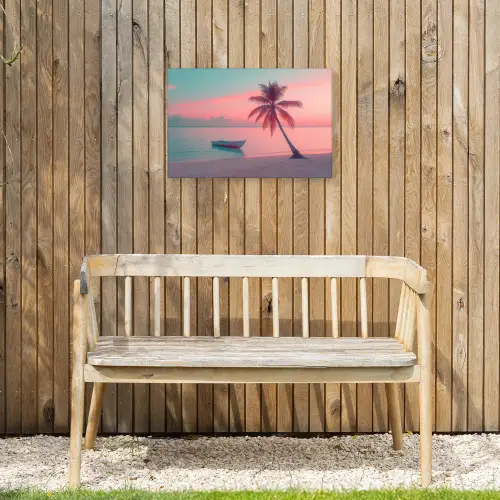 Zee - Boot - Zonsondergang Tuinposter op houten frame 2 cm dik klein -sfeer4