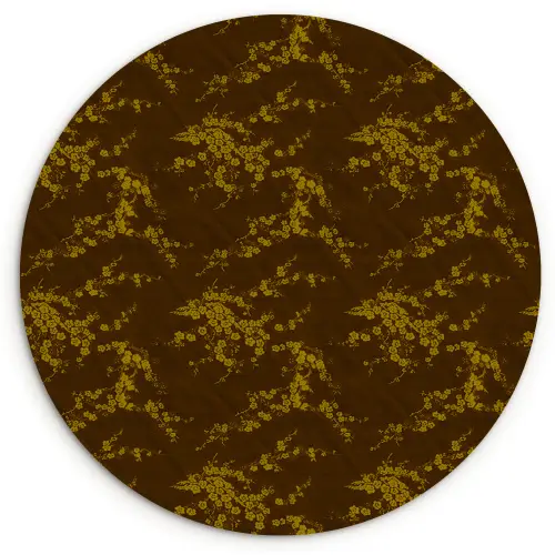 Bruin - Bloemen - Goud Wandcirkel plexiglas klein 852 -3d