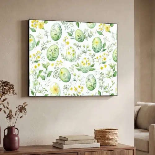 Patroon - Groen - Eieren Textielframe zwart klein -sfeer3
