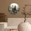 Bruine beer - Wilde dieren - Bloemen - Planten Wandcirkel kunststof plaat 5mm dik klein -sfeer1