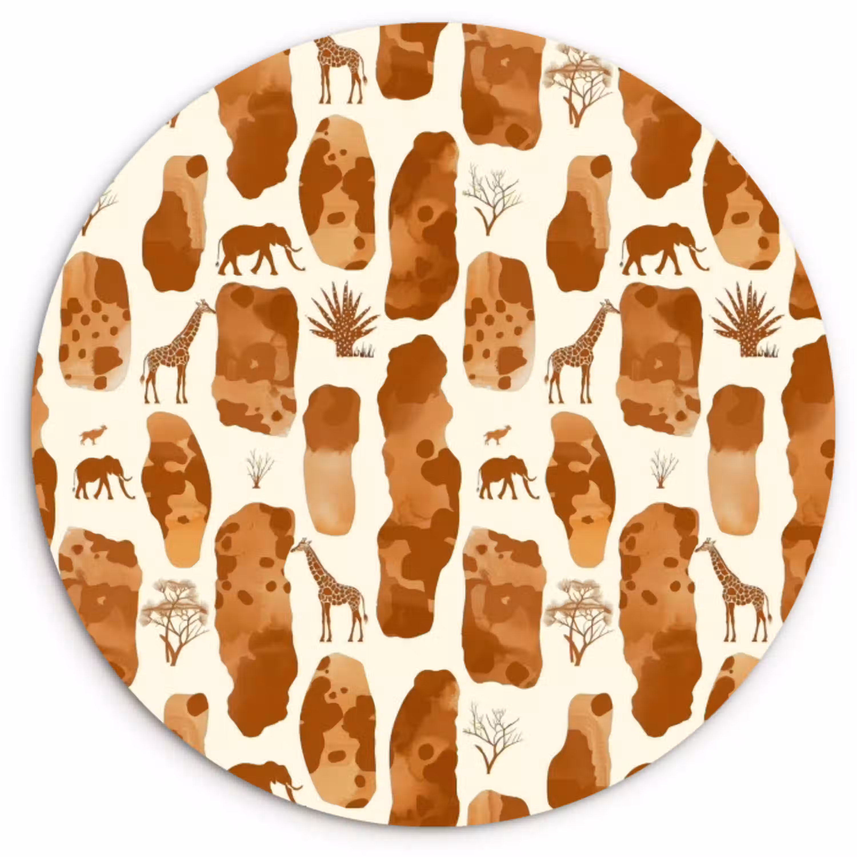 Terracotta - Safari - Dieren - Patroon Wandcirkel kunststof plaat 5mm dik klein 188 -3d