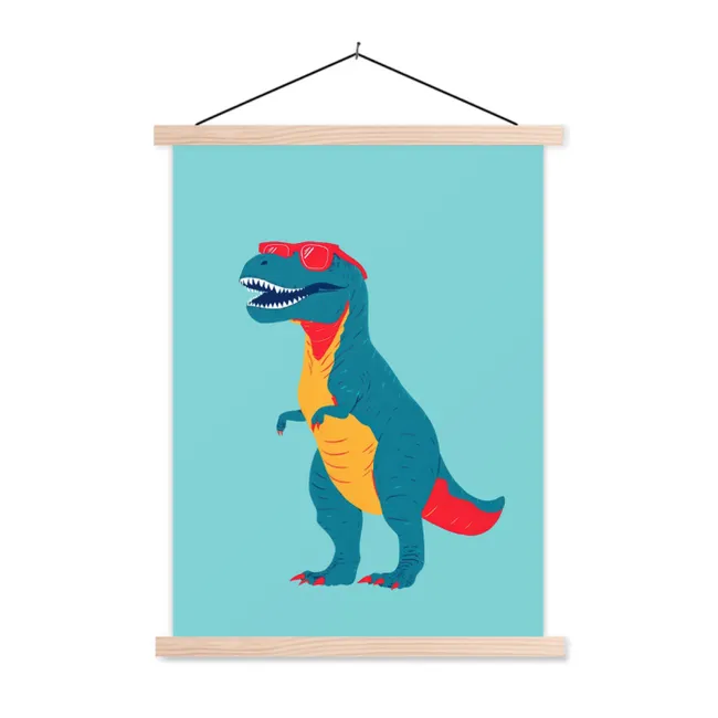 Hanging Poster - Dinosaur - Blue - Sunglasses