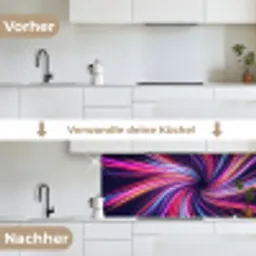 Abstract - Swirl - Futuristic - Neon keuken achterwand 2 middel -voor-na_DE
