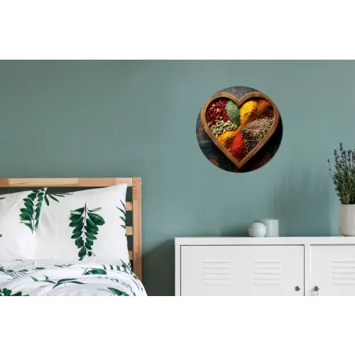 Houten - Hart - Kleurrijke - Specerijen Wandcirkel aluminium klein -slaapkamer