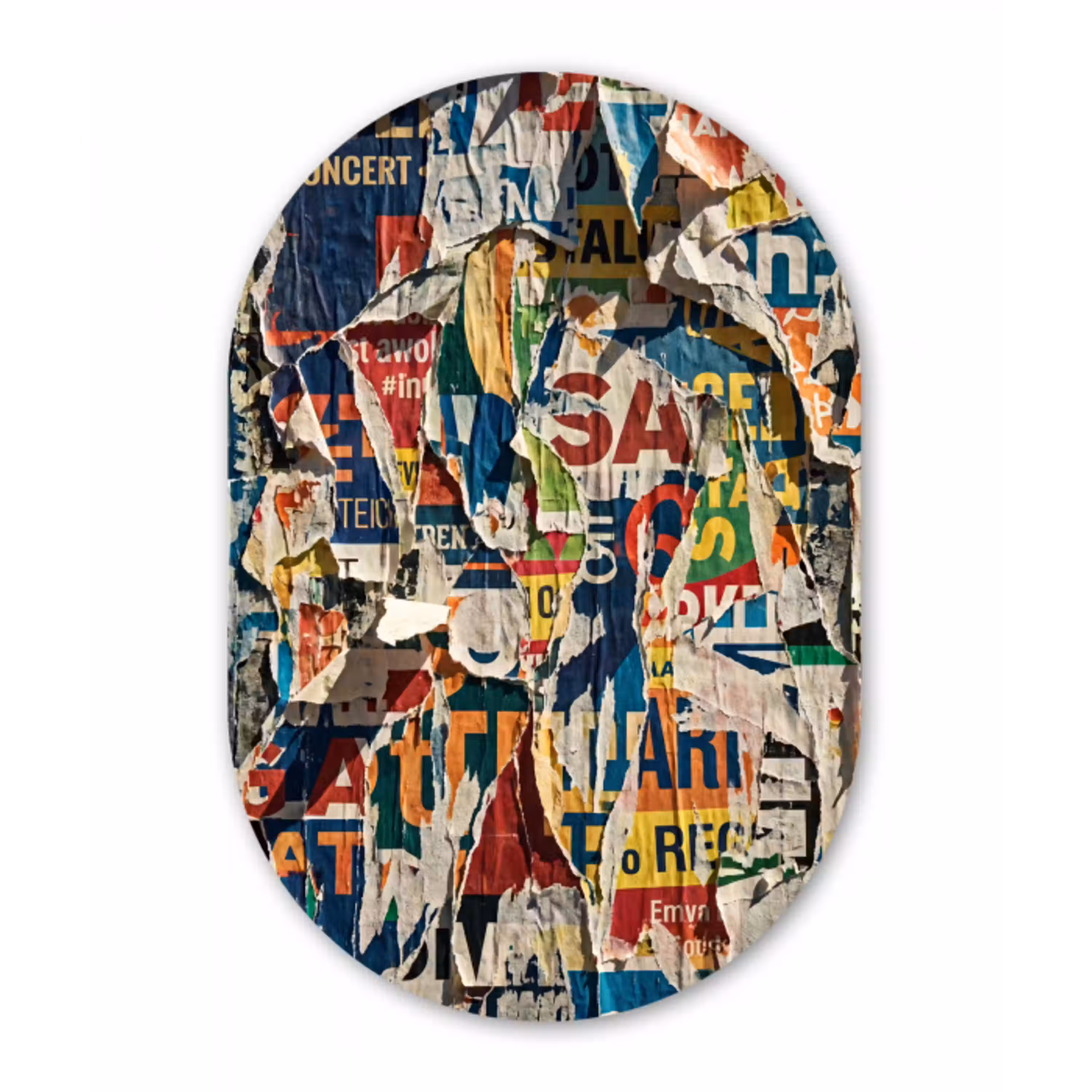 Abstract - Gelaagd papier - Urban - Modern - Kleurrijk Wandcirkel Ovaal Aluminium middel -3d