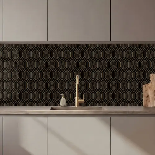 Goud - Zwart - Tunnel keuken achterwand 2 middel 871 zz_3dshopping