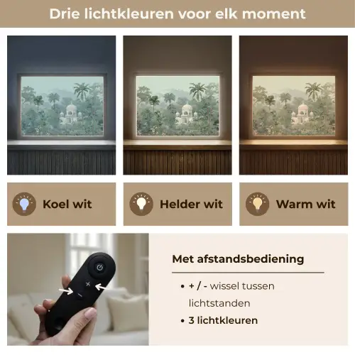 Tropische tuin - Koepelgebouw - Bloemen Light Box met batterij (Wandlamp) middel -USP_lichtkleurNL