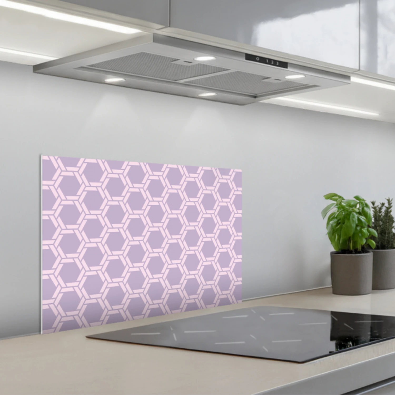 Patroon - Roze - Paars keuken achterwand spatscherm klein 900 -3d_schuin