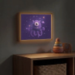 Monster - Paars - Ruimte Light Box met batterij (Wandlamp kind) middel -sfeer5_kind