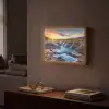 Waterval - Planten - Mos - Landschap - Zonsondergang - Rots Light Box met batterij (Wandlamp) middel -sfeer1