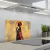 Vrouw - Silhouet - Patronen - Sierlijk keuken achterwand spatscherm klein -3d_schuin