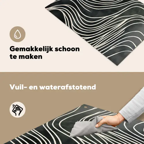 Lijnen - Patroon - Abstract - Wit Inductie beschemer met haakjes klein -ky-schoon-nl