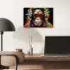 Chimpansee - Aap - dieren - Graffiti - Bril - Koptelefoon - Kleuren aluminium wit klein -sfeer5