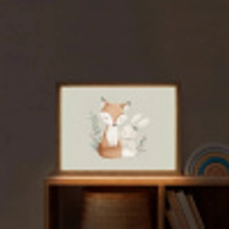 Illustratie - Vos - Konijn - Bladeren Light Box met batterij (Wandlamp kind) middel -sfeer1_kind