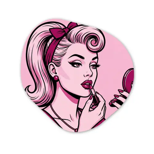 Vintage - Vrouw - Roze Wandcirkel Organisch Aluminium middel -3d