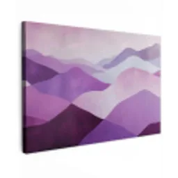 Abstract - Heuvels - Landschap - Paars Tuinposter op houten frame 2 cm dik klein -3d